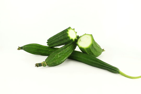 luffa gourd or ridge gourd indian vegetable on white background