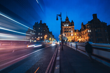 Streets of Edinburgh, Scotland, at night, UK