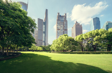 Obraz premium Green Space, Lujiazui Central, Shanghai, China