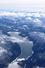 Aerial view of Kachess Lake near Seattle, USA	