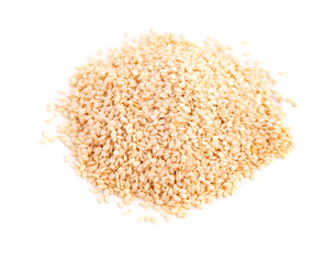 Sesame seeds isolated on white background. Organic dry sesame seeds.