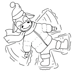 cute bull drawn in cartoon style. Animal symbol of 2021. Collection of new year vector bulls to create a design. Funny Christmas bull. coloring antistress