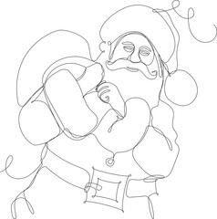 babbo natale porta i regali, singola linea continua, vettoriale