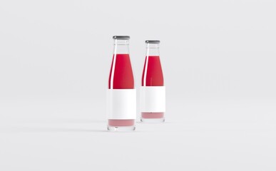 Strawberry Juice Bottles Mockup 3D Illustration