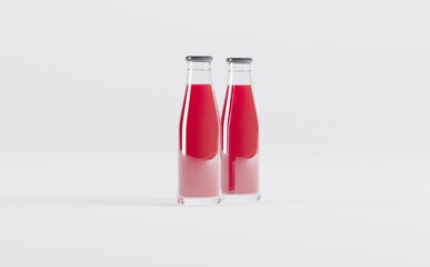 Strawberry Juice Bottles Mockup 3D Illustration