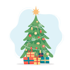 Christmas tree. Cute illustration in flat style