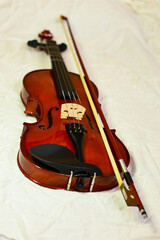 Close up shot of a violin,on white background . blur photo