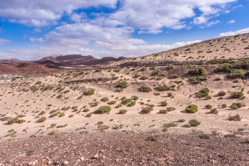 Fototapeta na wymiar Vulcanic based desert landscape at Jandia around La Pared