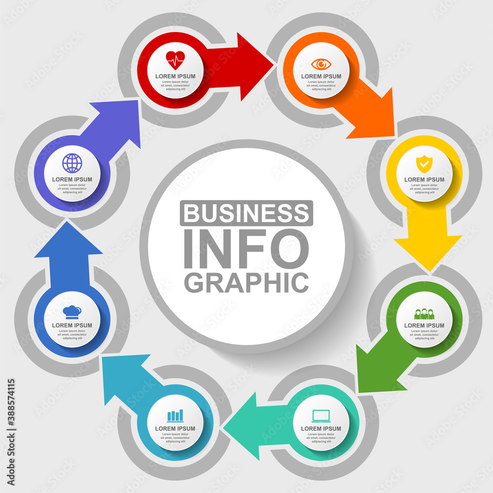 Poster infographic vector template for presentation, diagram, business and technology concept with 8 option