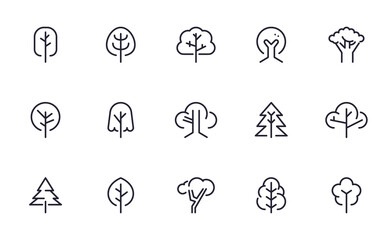 Set of Tree vector icon illustration