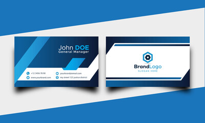 Personal visiting card with company logo. Clean flat stationery design. Vector Illustration