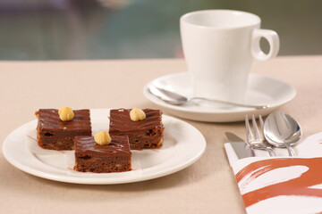 chocolate cake and coffee