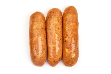 German bratwurst sausages, isolated on white background