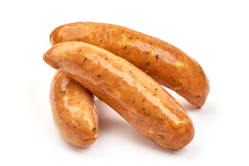 German bratwurst sausages, isolated on white background