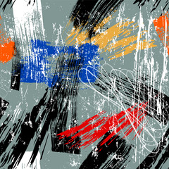 Materiał do szycia seamless abstract background composition, with paint strokes and splashes, grungy