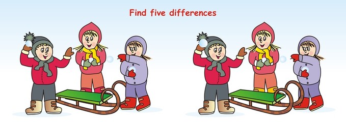 activity, find five differences, board game, vector icon