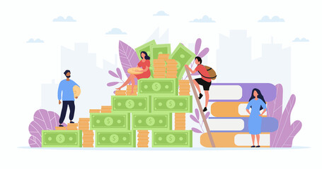 Concept of richness and poverty. Pyramid of success and wealth. Success and failure. Vector illustration isolated on white background