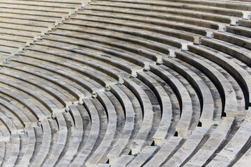 Empty seats of Panathenaic stadium in Athens, Greece, March 3 2020.