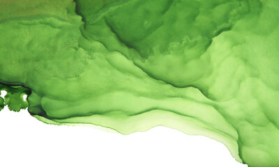Obraz premium Art Abstract Green painting blots landscape horizontal background. Alcohol ink colors. Marble texture.