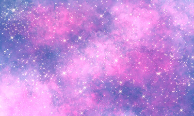 magenta pink cosmic bright pleasant light multicolor rich background with nebulae and many stars and sparks