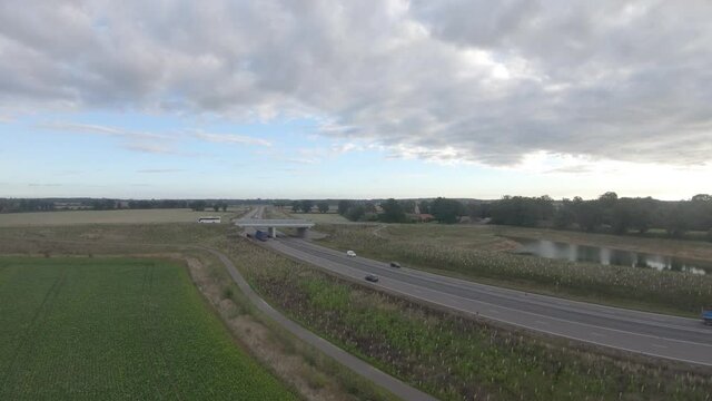 Aerial Drone footage of the NDR. The new northern distributor road around Norwich, Norfolk. 4