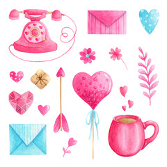 Valentines day watercolor set 6