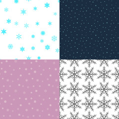 A set of winter New Year seamless patterns in monochrome black and white tones.