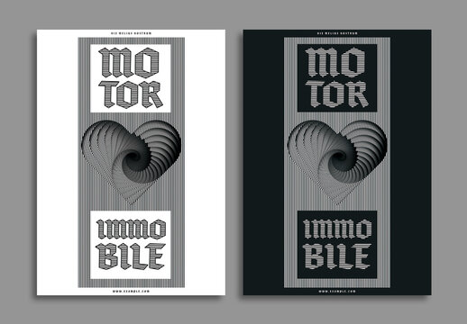 3D Heart Optical Illusion Poster Layout