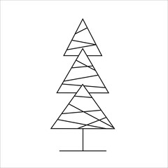 Christmas tree. Vector illustration in doodle style. Isolated object on a white background. New Year elements design  for  winter holidays, children books, coloring,poster, greeting card.