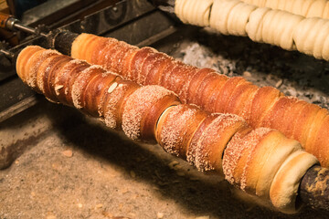 Trdelnik bakery traditional food in Prague, Czech Republic
