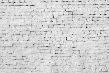 Black and white aged brick wall background. Texture for design