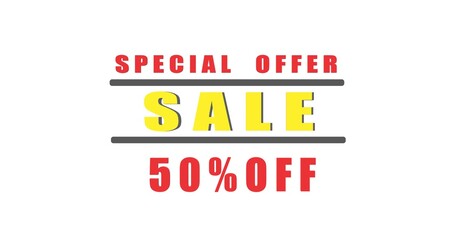 sale 50 % off background, discount offer banner, sale season, mega sale. Animation