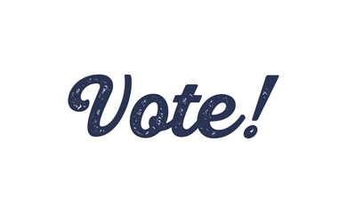 Vote! lettering text design. 2020 presidential campaign in the United States.