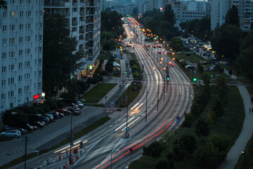 Wide street in evening