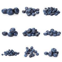 Group of fresh blueberries isolated on white background . full depth of field