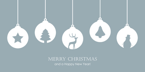 christmas card with star tree balls decoration vector illustration EPS10