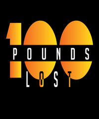 100 pounds lost graphic illustration for fat loss, diet, weight loss concepts in warm gradient text on black background.