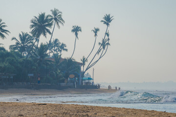 Evening on the beach of Hikkaduwa. Sri Lanka