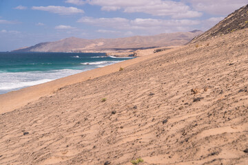 Coastline and desert scape around La Pared in the south of Fuerteventura