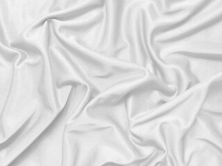 Shiny white crumpled fabric. Elegant cloth texture background