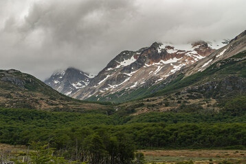 Ushuaia, Tierra del Fuego, Argentina - December 13, 2008: Martial Mountains in Nature Reserve....