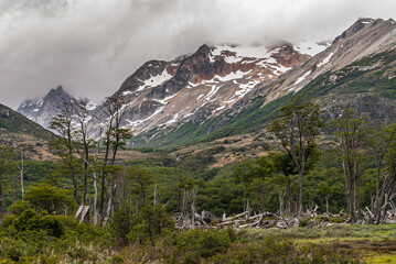 Ushuaia, Tierra del Fuego, Argentina - December 13, 2008: Martial Mountains in Nature Reserve....