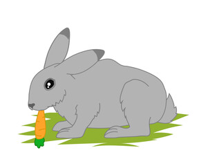 Rabbit on a white background. Cartoon. Vector. 