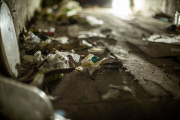 
rubbish on the floor