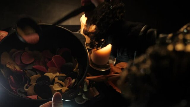 The wizard brews a potion from potato chips