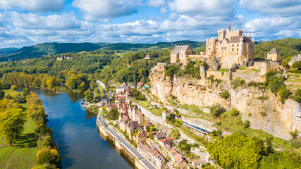 Fototapeta na wymiar aerial view of medieval town in dordogne, France