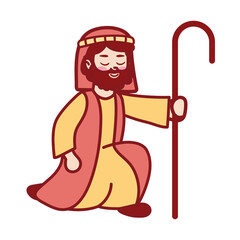 Isolated shepherd icon. Nativity characters icon - Vector