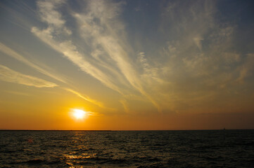 Obraz premium 岸和田沖の夕陽