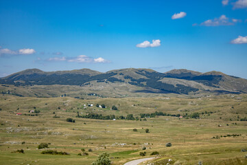 Fantastic mountains of Montenegro. Picturesque mountain landscape of Durmitor National Park, Montenegro, Europe, Balkans, Dinaric Alps, UNESCO World Heritage Site.