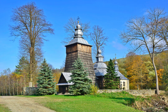 Wooden orthodox church in Chyrowa village near Jaslo, Low Beskids (Beskid Niski), Poland